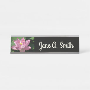 Pink Lotus Flower IV Desk Name Plate