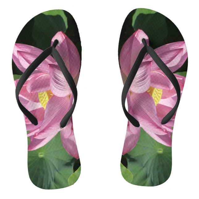 Pink Lotus Flower IV Flip Flops (Footbed)