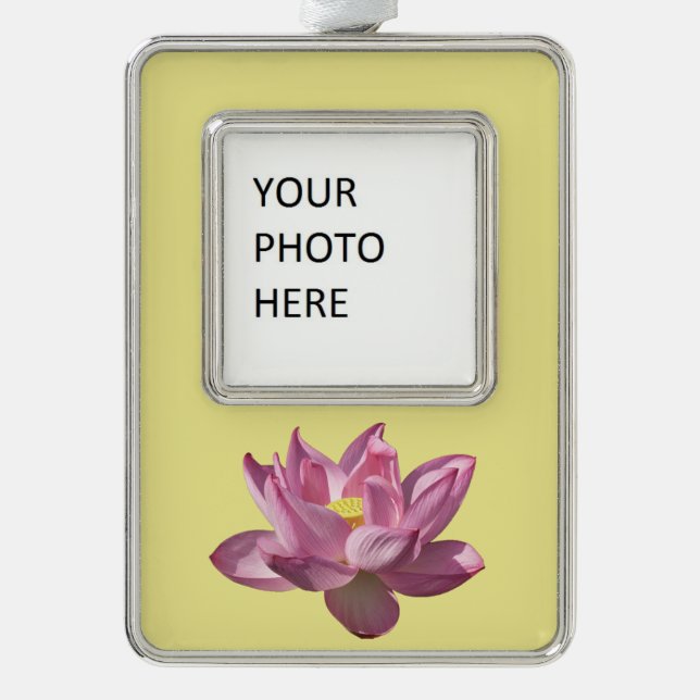 Pink Lotus Flower IV Silver Plated Framed Ornament (Front)