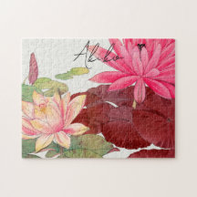 Pink Lotus Flower Japanese Vintage Fine Art Name
