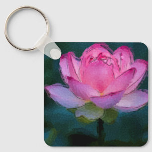 Pink Lotus Flower Key Ring