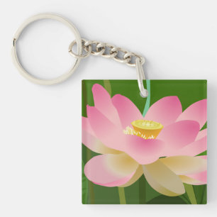 Pink Lotus Flower Keychain