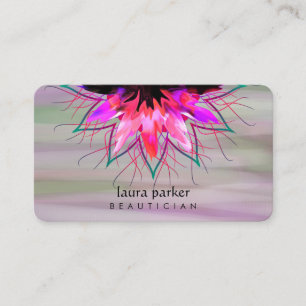 Pink Lotus Flower Logo Massage Yoga Teacher Business Card