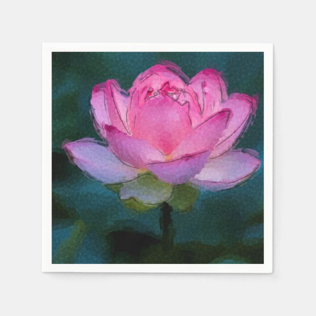 Pink Lotus Flower Napkin (Front)