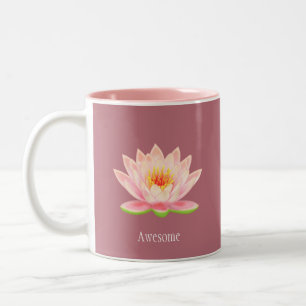Pink Lotus Flower on Rose Gold Two-Tone Coffee Mug
