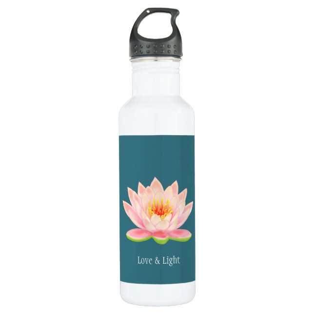 Pink Lotus Flower on Teal 710 Ml Water Bottle (Front)