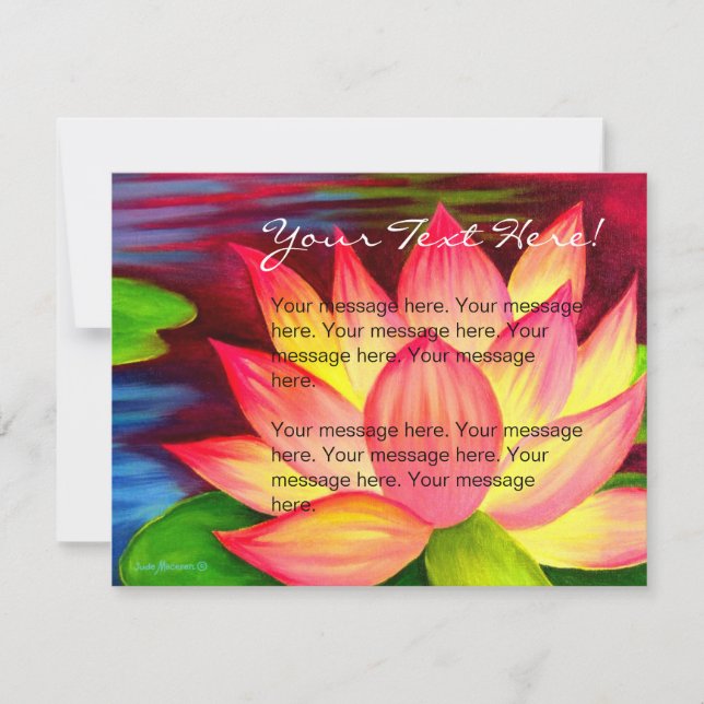 Pink Lotus Flower Painting Invitation Card (Front)