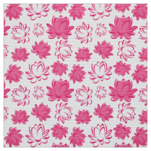 Pink Lotus Flower Pattern Fabric