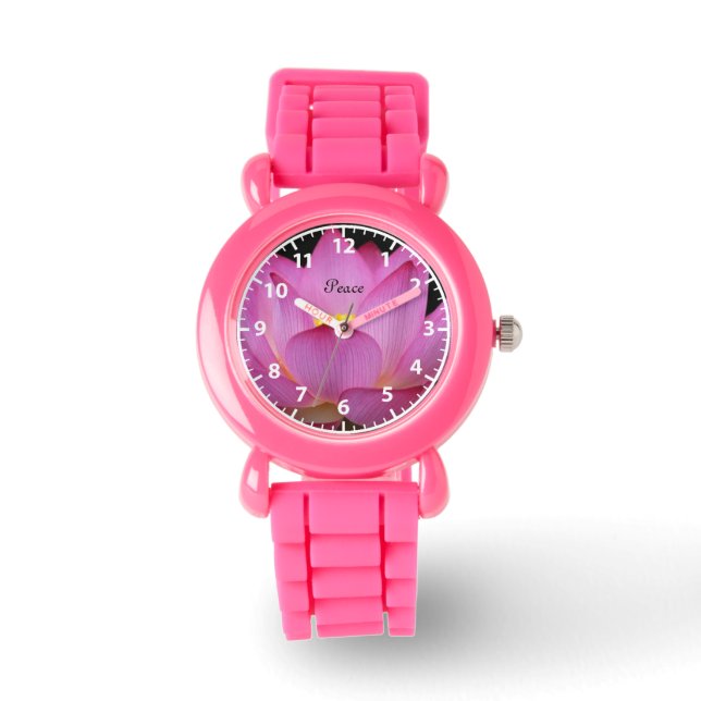 Pink lotus flower Peace design Watch (Front)