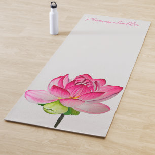 Pink lotus flower personal vibrant energetic art yoga mat