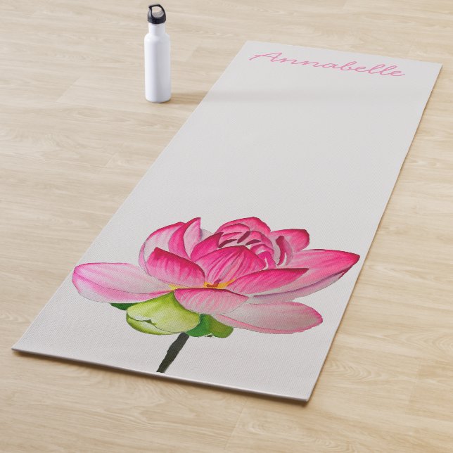 Pink lotus flower personal vibrant energetic art yoga mat (In Situ)