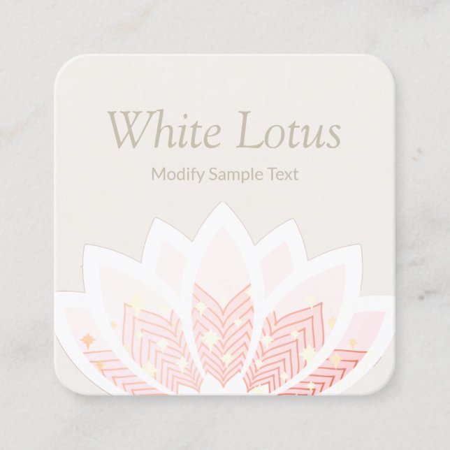 Pink Lotus Flower Square Business Card (Front)