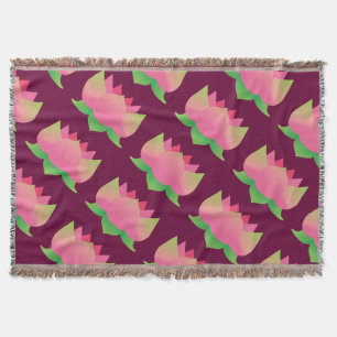 Pink Lotus Flower Throw Blanket