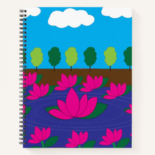 Pink Lotus Flower Water Garden Notebook