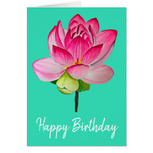 Pink lotus flower watercolor fine art