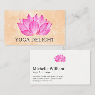 Pink Lotus Flower Watercolor Illustration Business Card