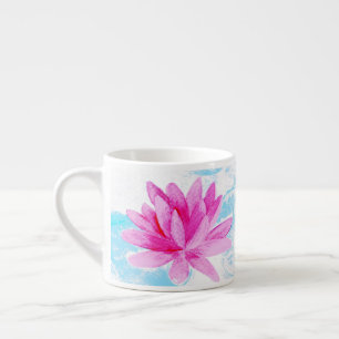 Pink Lotus Flower Watercolor Painting Espresso Cup