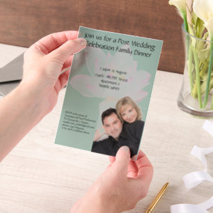 Pink lotus flower wedding celebration response vellum invitations