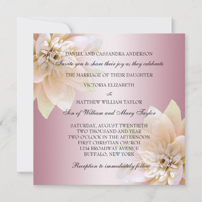 Pink Lotus Flower Wedding Invitation (Front)