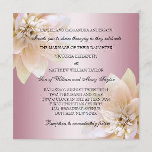 Pink Lotus Flower Wedding Invitation