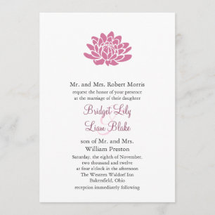 Pink Lotus Flower Wedding invitation (white)