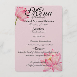Pink Lotus Flower Wedding Menu