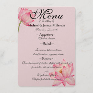 Pink Lotus Flower Wedding Menu