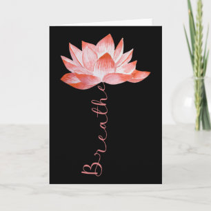 Pink Lotus Flower Yoga Breathe Meditation Yoga Lov Card