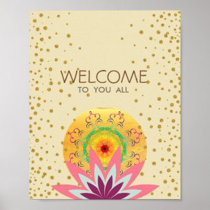 Pink Lotus Flower Yoga Healing Health Poster