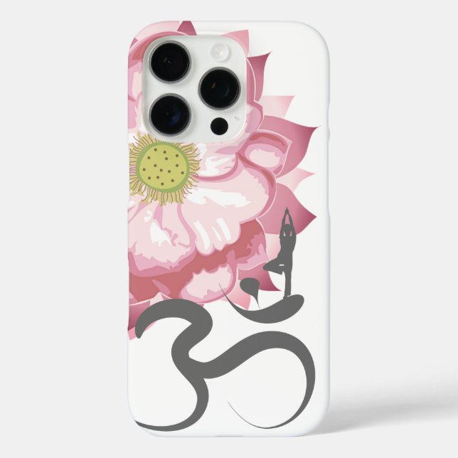 Pink Lotus Flower Yoga & Zen Calligraphy Om Aum Case-Mate iPhone Case (Back)