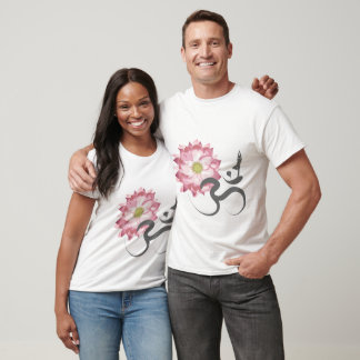 Pink Lotus Flower Yoga & Zen Calligraphy Om Aum T-Shirt