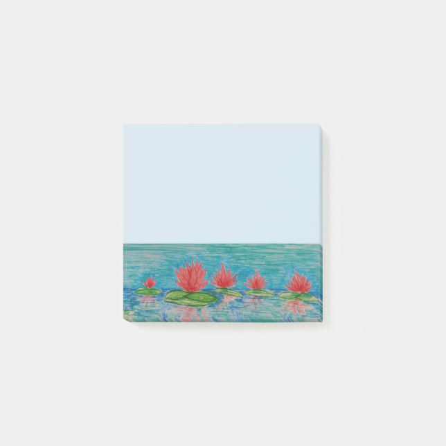 Pink Lotus Flowers drawing art  Notes (Front)