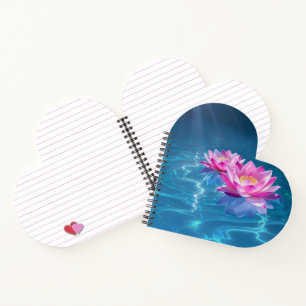 Pink Lotus Flowers Floating on Crystal Blue Water Notebook