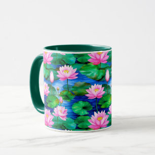 Pink Lotus Flowers on a Pond Mug