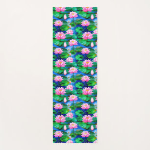 Pink Lotus Flowers on a Pond Yoga Mat