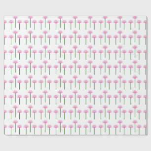 Pink Lotus flowers on green stems Wrapping Paper
