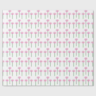Pink Lotus flowers on green stems Wrapping Paper