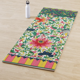 Pink Lotus Garden Botanical Chinoiserie  Yoga Mat