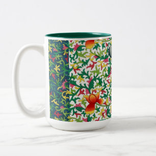 Pink Lotus Garden Chinoiserie Botanical  Two-Tone Coffee Mug