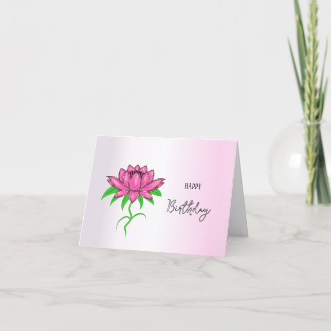 Pink lotus holiday card (Front)