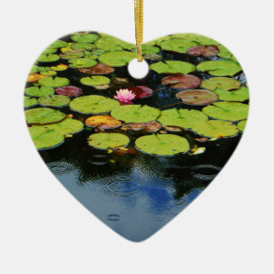 Pink lotus in Rain Ceramic Tree Decoration