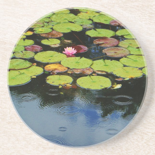 Pink lotus in Rain Coaster (Front)