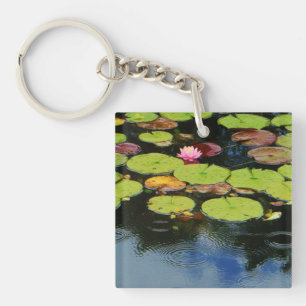 Pink lotus in Rain Key Ring