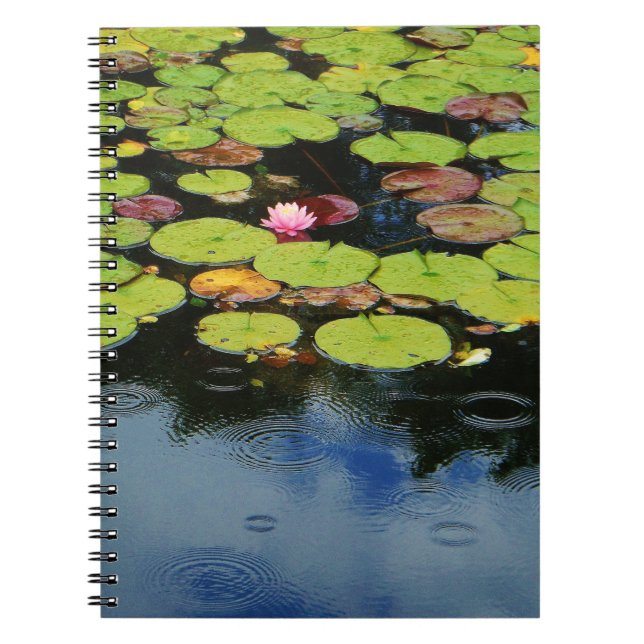 Pink lotus in Rain Notebook (Front)