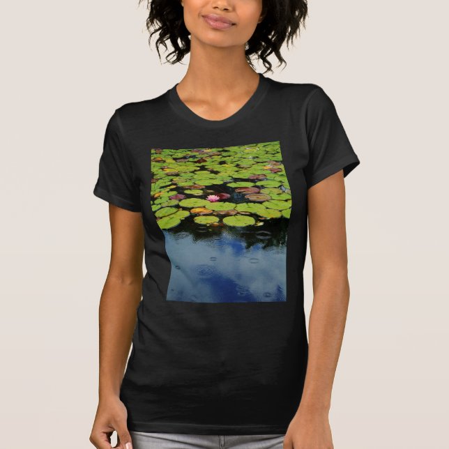 Pink lotus in Rain T-Shirt (Front)