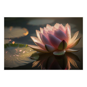 Pink Lotus in the Morning Light Glossy Poster