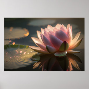 Pink Lotus in the Morning Light Poster