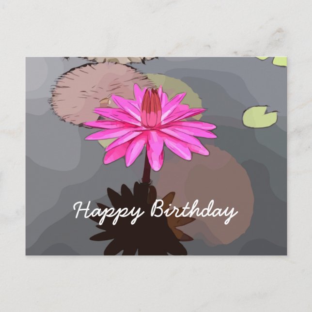 Pink lotus in the pond birthday card (Front)