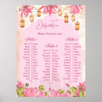 Pink lotus Indian wedding table seating plan