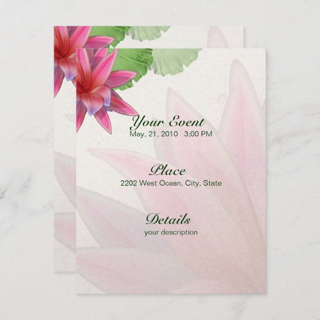 Pink Lotus Invitation 4.25 x 5.5 (Front/Back)